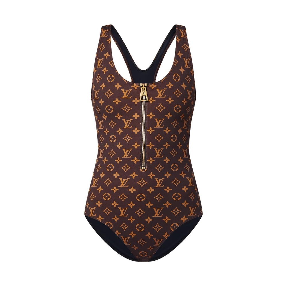 Louis Vuitton Zip-up Monogram One-Piece Swimsuit